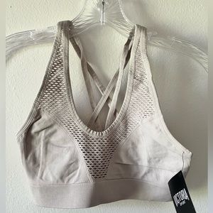 Victoria Secret Sport, Tan Sports Bra. size Large with mesh detail.